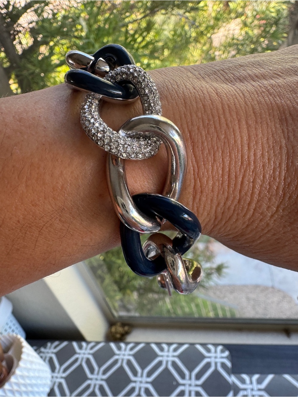 kate spade Navy and Silver Pave crystal Link Bracelet. *New*